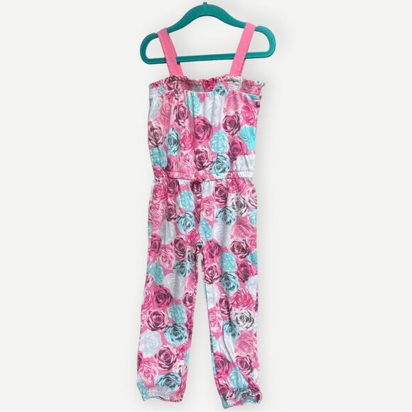 Children’s Place Girls Kids Sleeveless Floral Pink Tank Romper. 5. 5T. - Picture 1 of 7